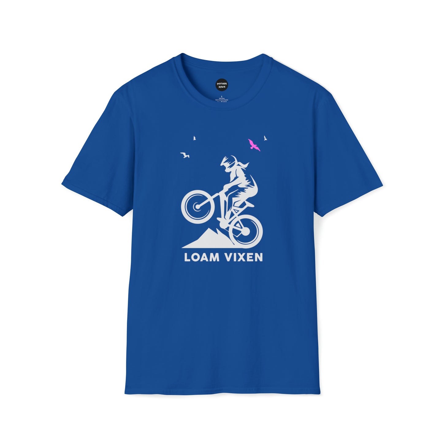 Loam Vixen Unisex Softstyle T-Shirt (white and pink)