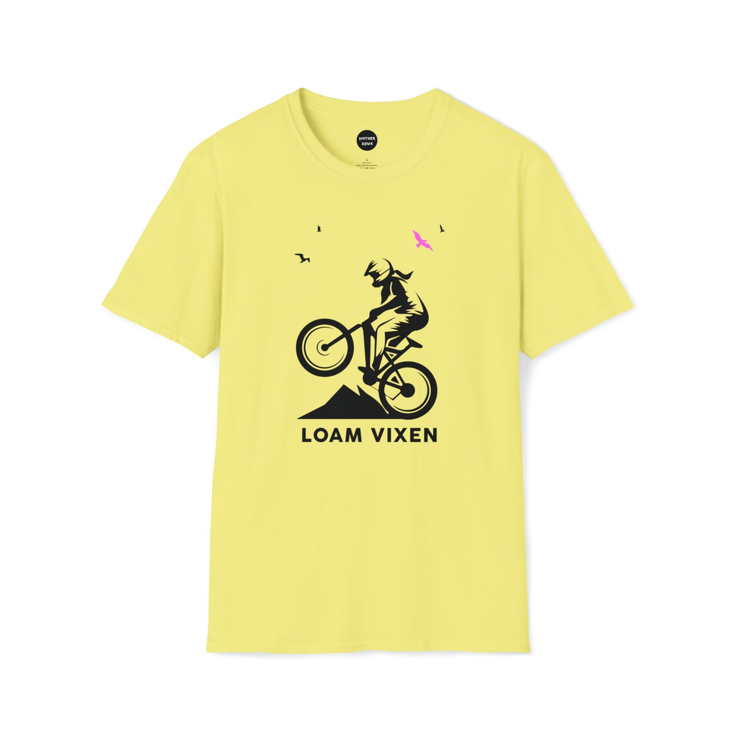 Loam Vixen Unisex Softstyle T-Shirt (black and pink)