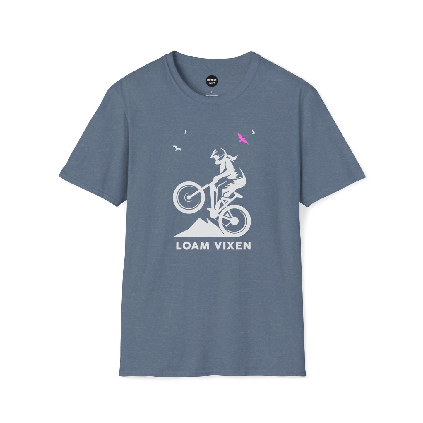 Loam Vixen Unisex Softstyle T-Shirt (white and pink)