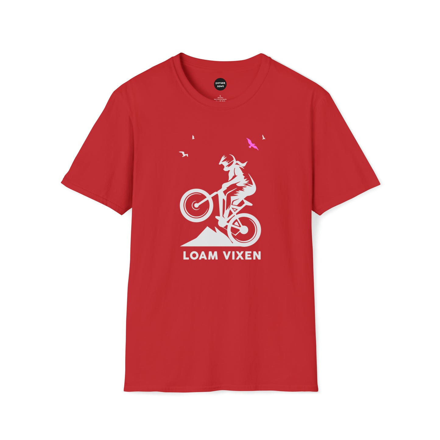 Loam Vixen Unisex Softstyle T-Shirt (white and pink)