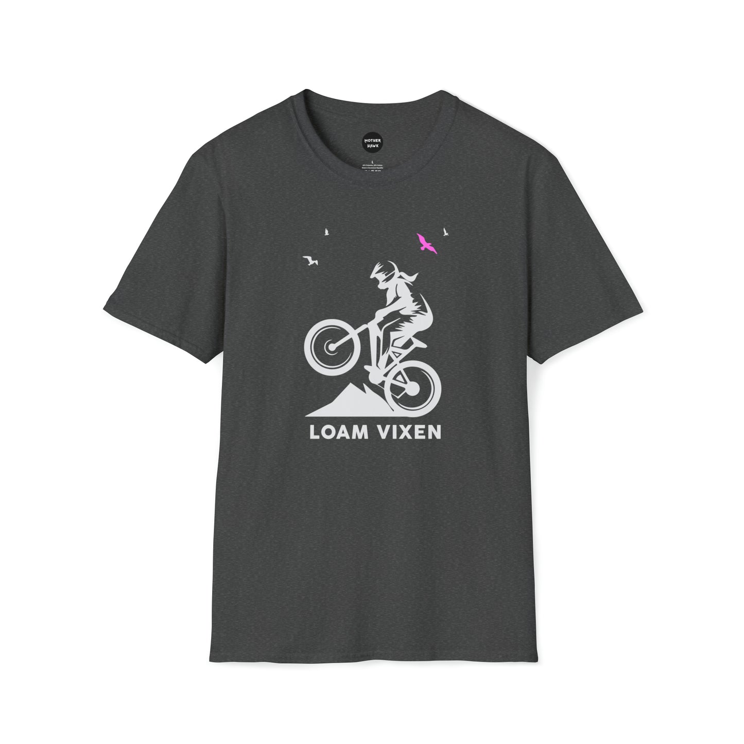 Loam Vixen Unisex Softstyle T-Shirt (white and pink)